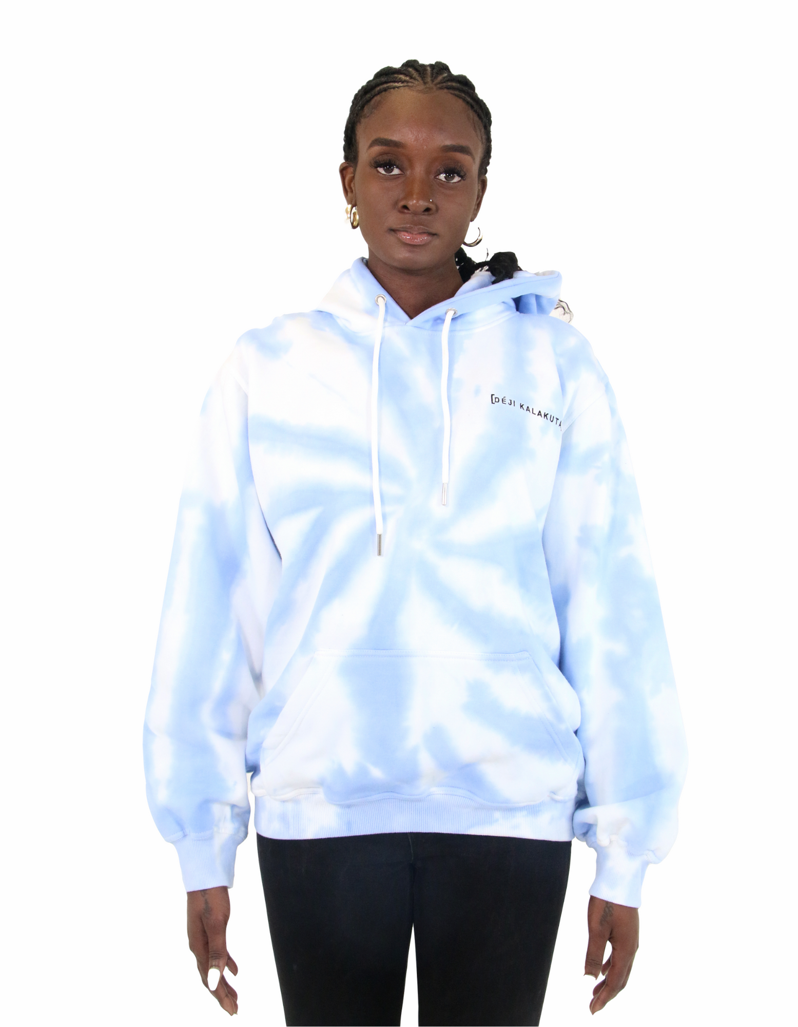 WHITE BLUE TIE DYE HOODIE D ji Kalakuta